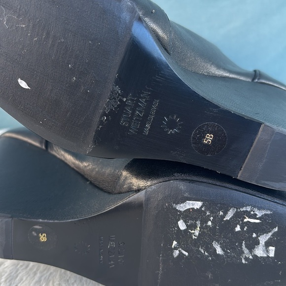 EUC Stuart Weitzman Pointed-Toe Wedge Boot Black Leather Sz 5 Pull-On Women - Picture 7 of 8